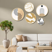 Conjunto Decorativo de 5 Quadros MDF Multicolor Yats-06 - Madeira Maciça com Moldura