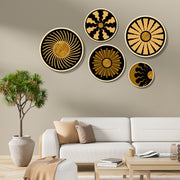 Conjunto Decorativo de 5 Quadros MDF Multicolor Yats-08 - Madeira Maciça com Moldura