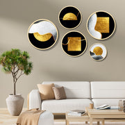 Conjunto Decorativo de 5 Quadros MDF Multicolor Yats-09 - Madeira Maciça com Moldura