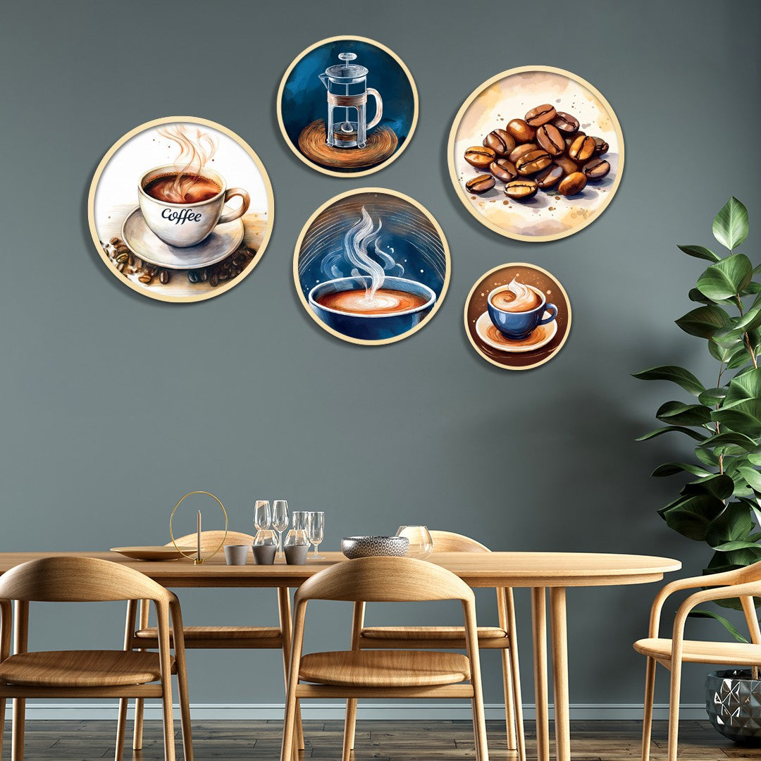 Conjunto Decorativo Yats-11 - 5 Quadros MDF Multicolor em Madeira Maciça para Parede