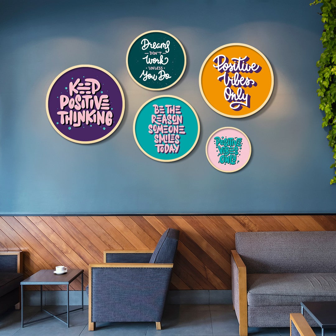 Conjunto Decorativo Yats-12 - 5 Quadros MDF Multicolor em Madeira Maciça para Parede