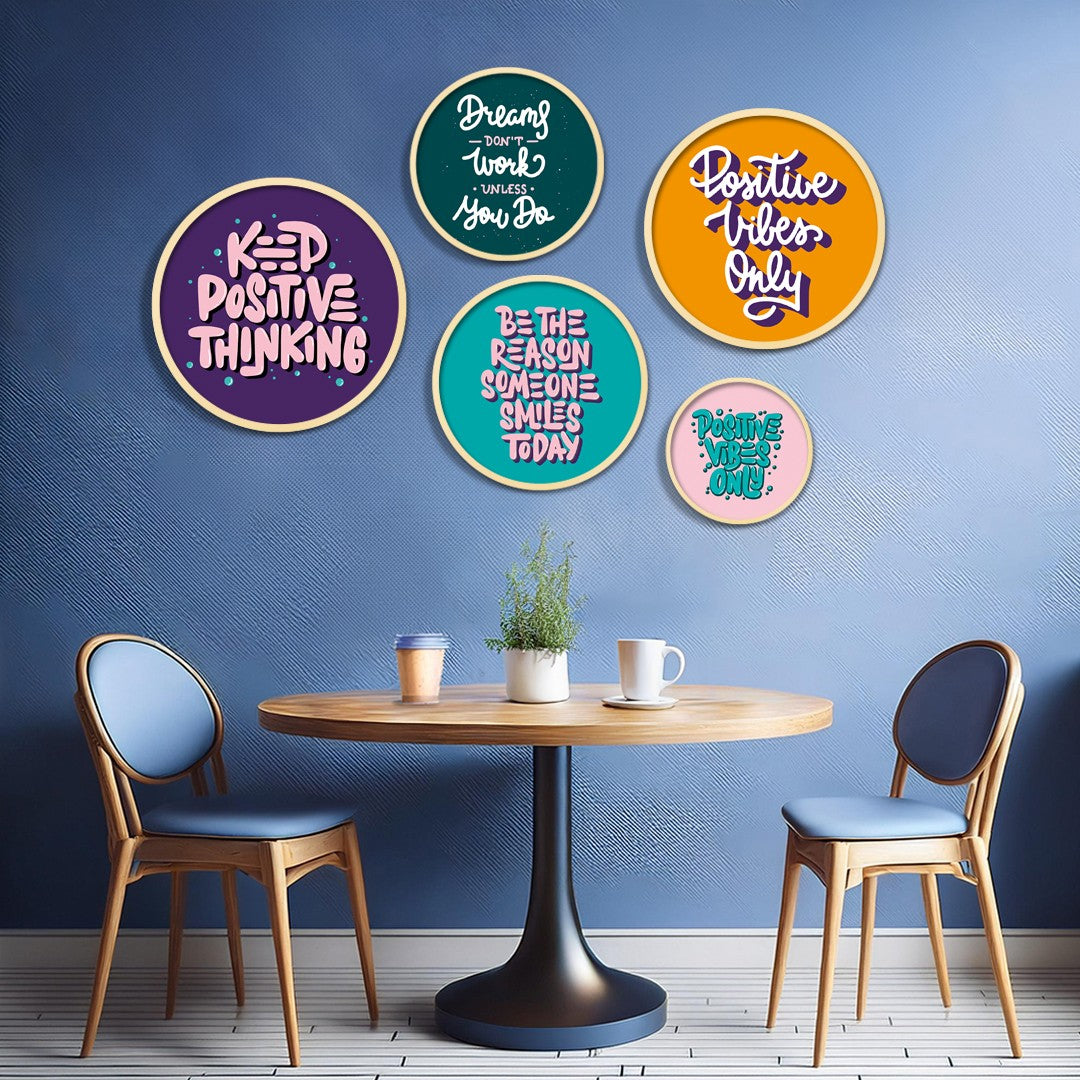 Conjunto Decorativo Yats-12 - 5 Quadros MDF Multicolor em Madeira Maciça para Parede