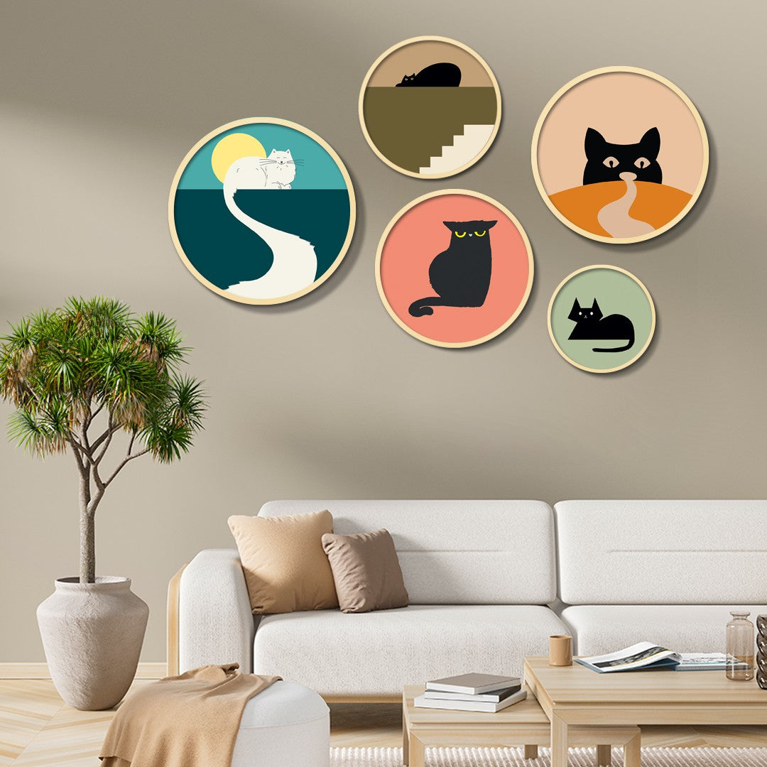 Conjunto Decorativo Yats-13 - 5 Quadros MDF Multicolor em Madeira Maciça para Parede