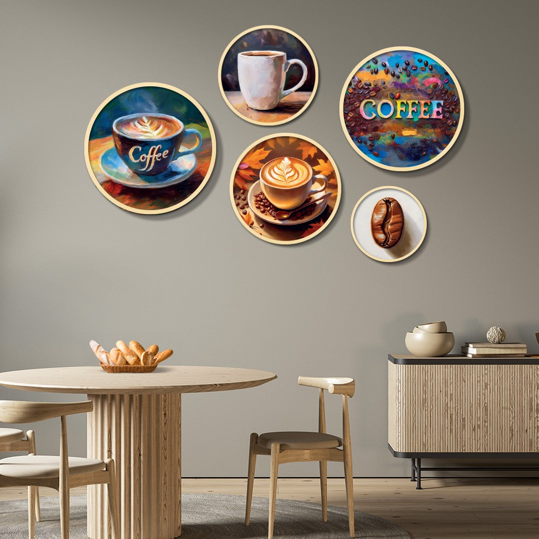 Conjunto Decorativo Yats-16 - 5 Quadros MDF Multicolor em Madeira Maciça para Parede