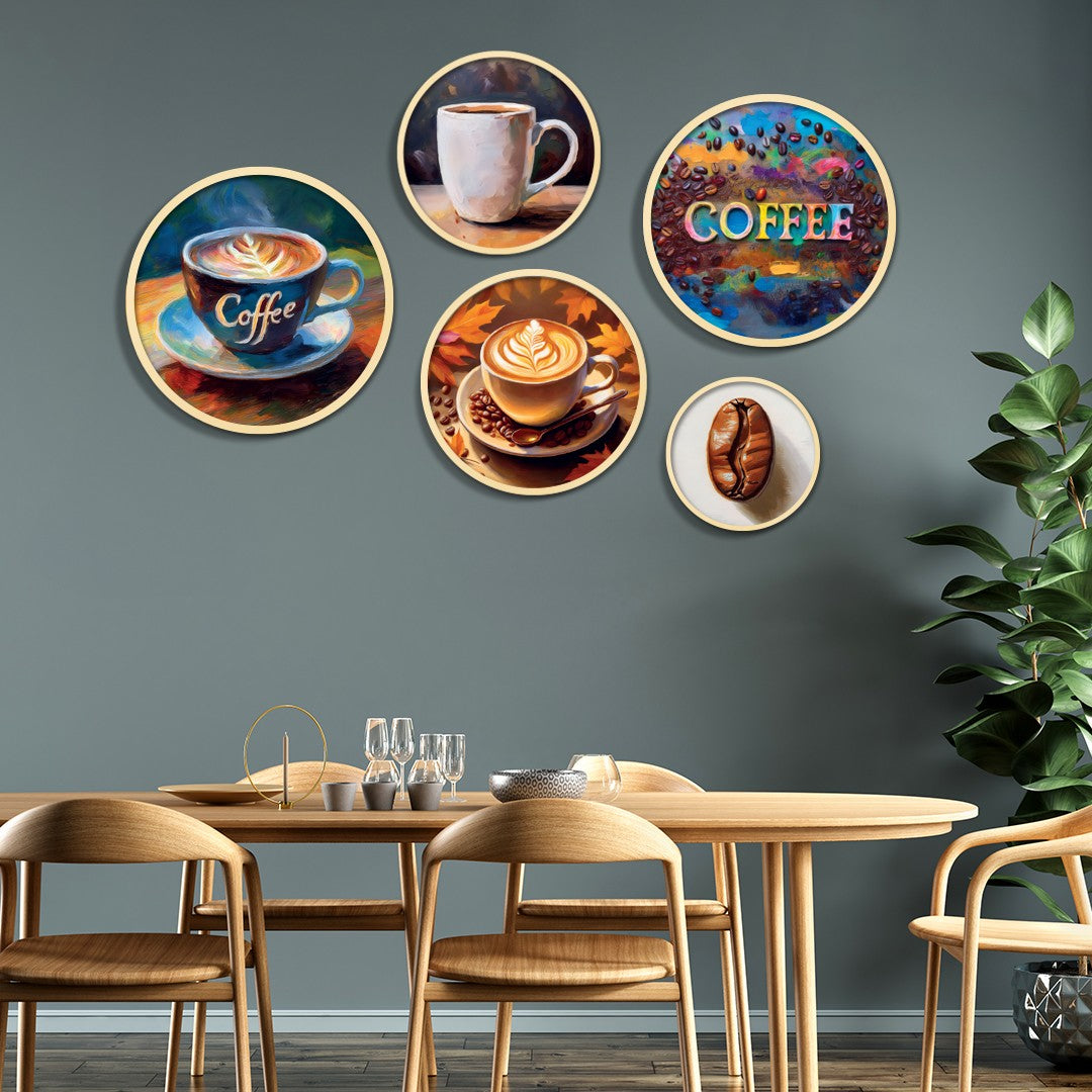 Conjunto Decorativo Yats-16 - 5 Quadros MDF Multicolor em Madeira Maciça para Parede