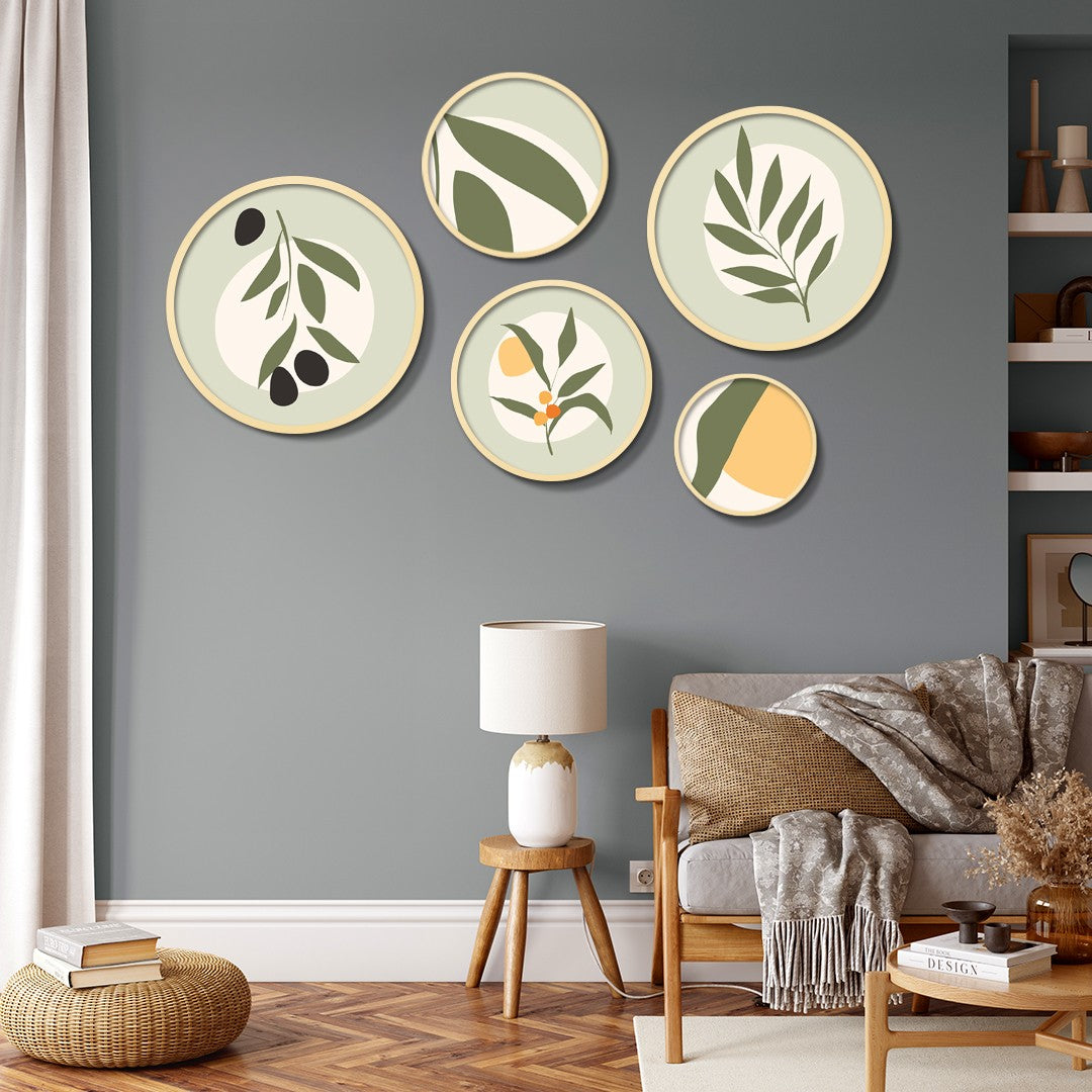 Conjunto Decorativo Yats-21 - 5 Quadros MDF Multicolor em Madeira Maciça para Parede