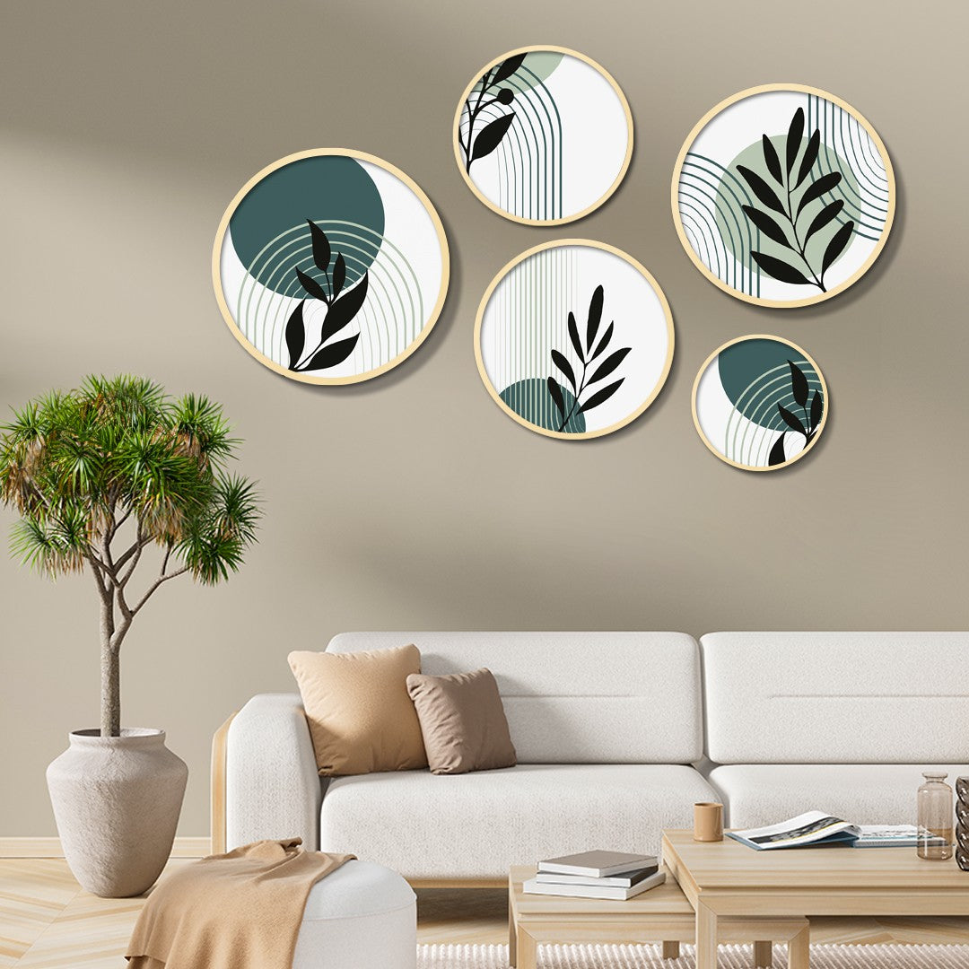 Conjunto Decorativo Yats-22 - 5 Quadros MDF Multicolor em Madeira Maciça para Parede