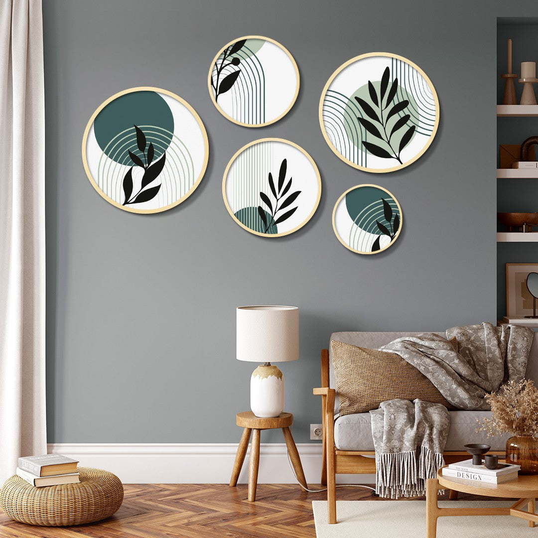 Conjunto Decorativo Yats-22 - 5 Quadros MDF Multicolor em Madeira Maciça para Parede