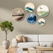 Conjunto Decorativo de 5 Quadros MDF Multicolor Yats-23 - Madeira Maciça com Moldura