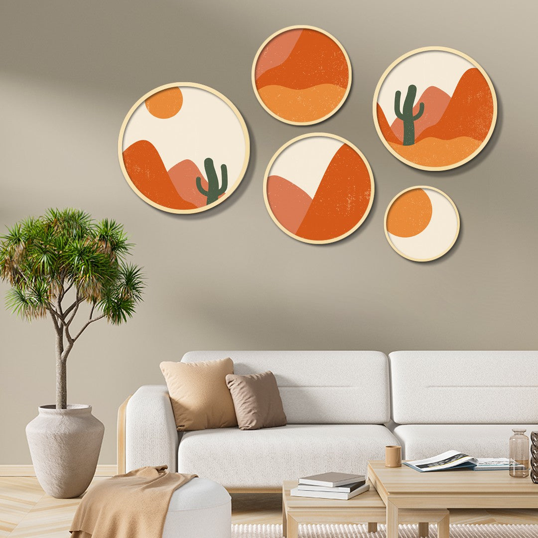 Conjunto Decorativo Yats-24 - 5 Quadros MDF Multicolor em Madeira Maciça para Parede