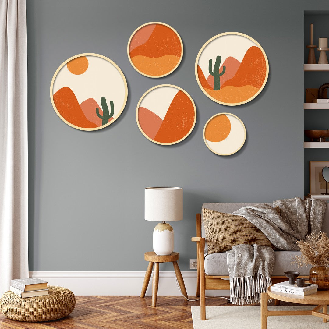 Conjunto Decorativo Yats-24 - 5 Quadros MDF Multicolor em Madeira Maciça para Parede