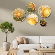 Conjunto Decorativo Yats-25 - 5 Quadros MDF Multicolor em Madeira Maciça para Parede