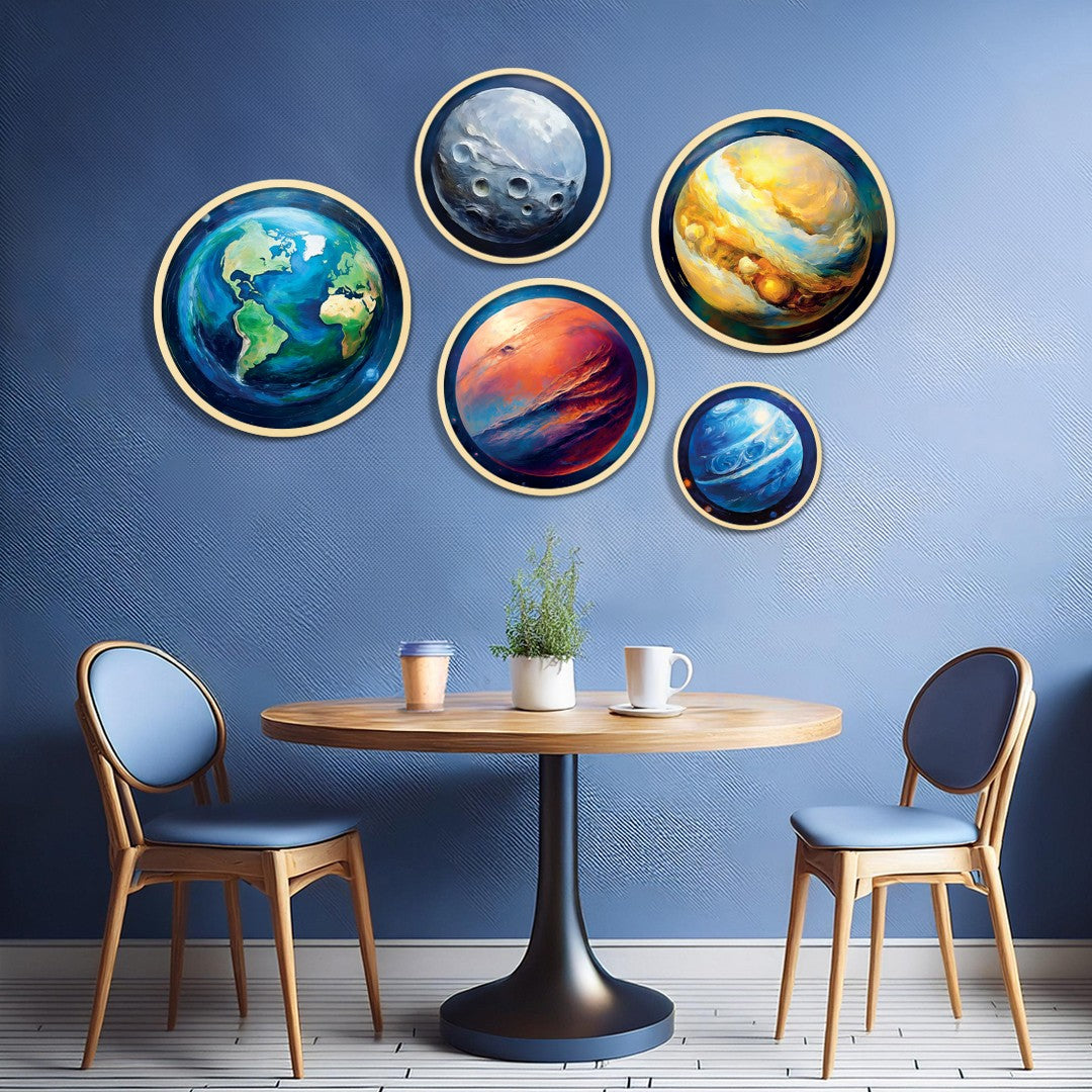 Conjunto Decorativo Yats-27 - 5 Quadros MDF Multicolor em Madeira Maciça para Parede