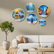 Quadro Decorativo em MDF com Moldura de Madeira Maciça – Conjunto 5 Peças Yats-28, Multicolor