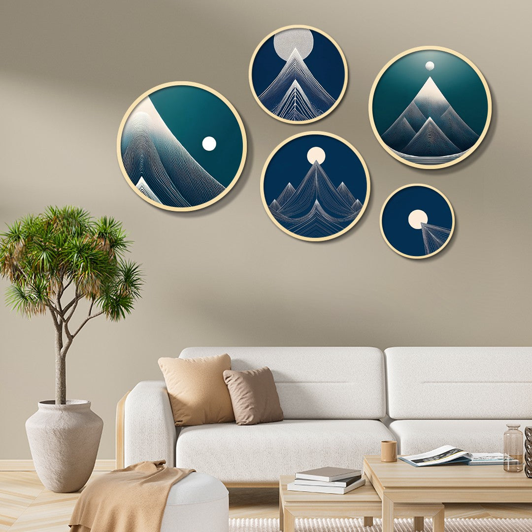 Conjunto Decorativo Yats-33 - 5 Quadros MDF Multicolor em Madeira Maciça para Parede