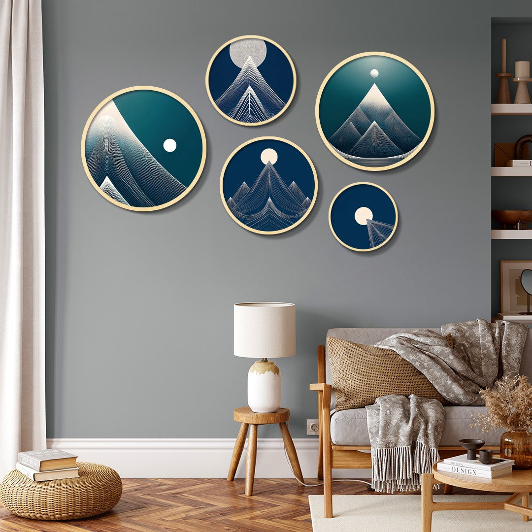 Conjunto Decorativo Yats-33 - 5 Quadros MDF Multicolor em Madeira Maciça para Parede