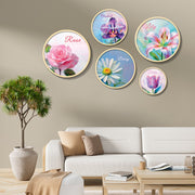 Conjunto Decorativo de 5 Quadros MDF Multicolor Yats-48 - Madeira Maciça com Moldura