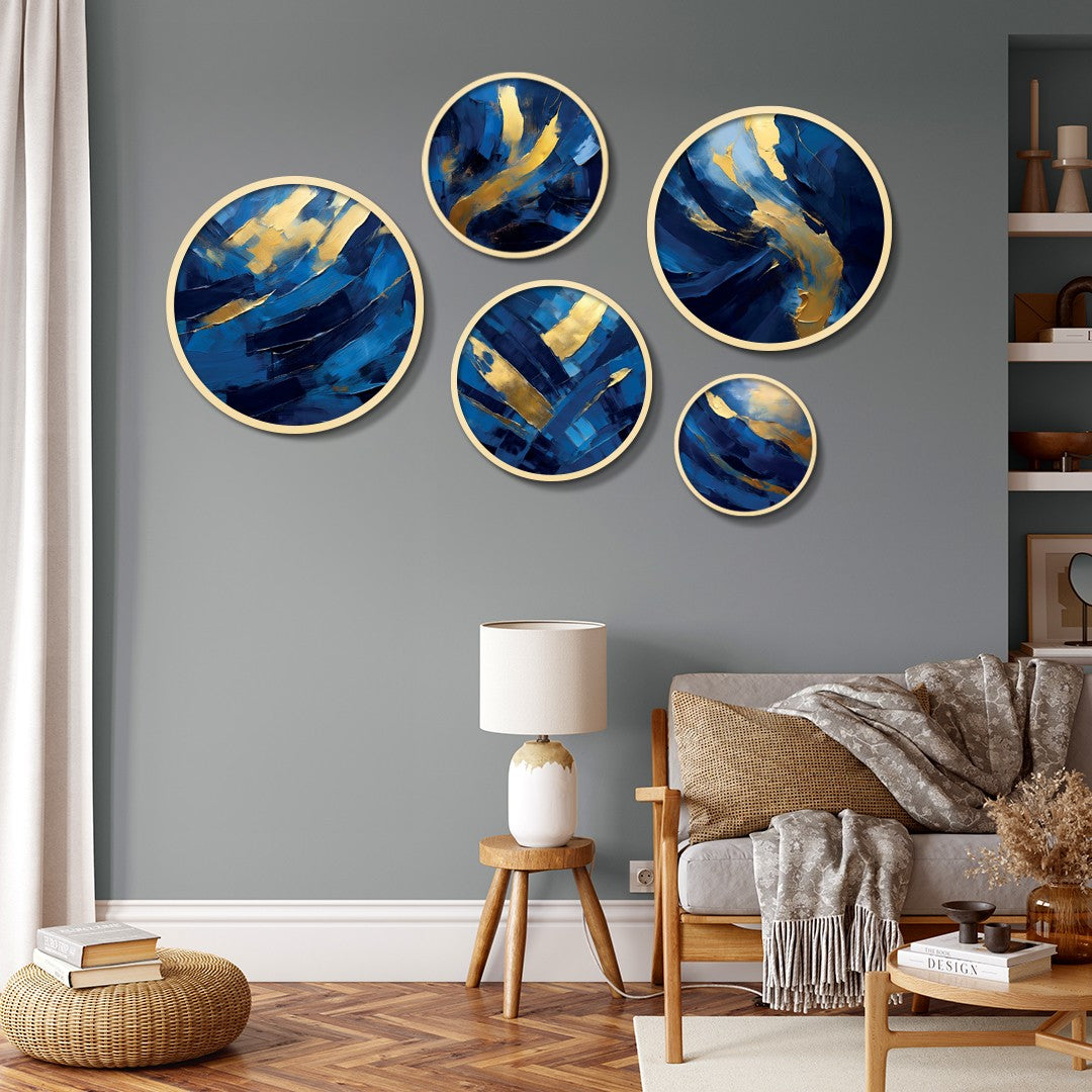 Yats-49 Conjunto de Quadros Decorativos em MDF com Moldura 100% Madeira Maciça (5 Peças), Multicolor – 693BSE6135