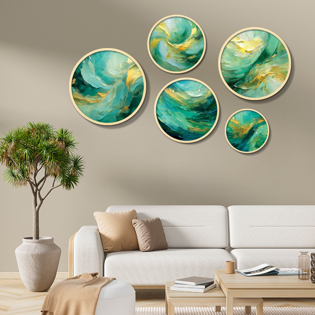 Conjunto Decorativo Yats-50 - 5 Quadros MDF Multicolor em Madeira Maciça para Parede