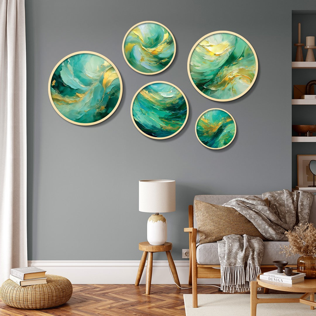 Conjunto Decorativo Yats-50 - 5 Quadros MDF Multicolor em Madeira Maciça para Parede