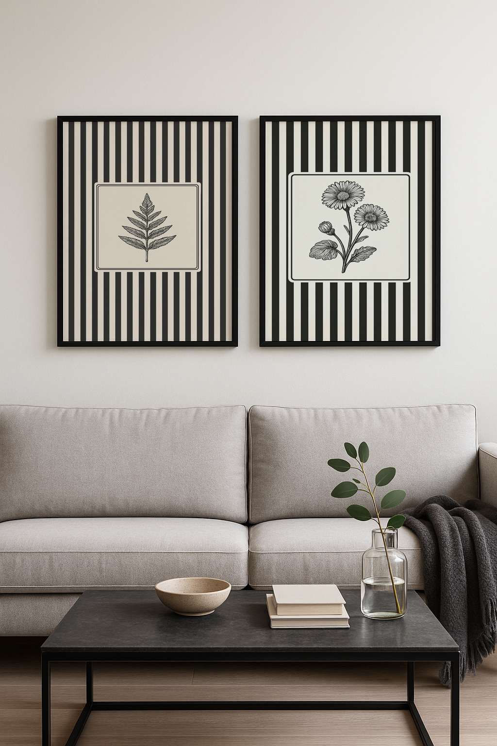 Conjunto de 2 Quadros Decorativos MDF Emoldurados Multicolor 35x50cm - Moldura Madeira Maciça