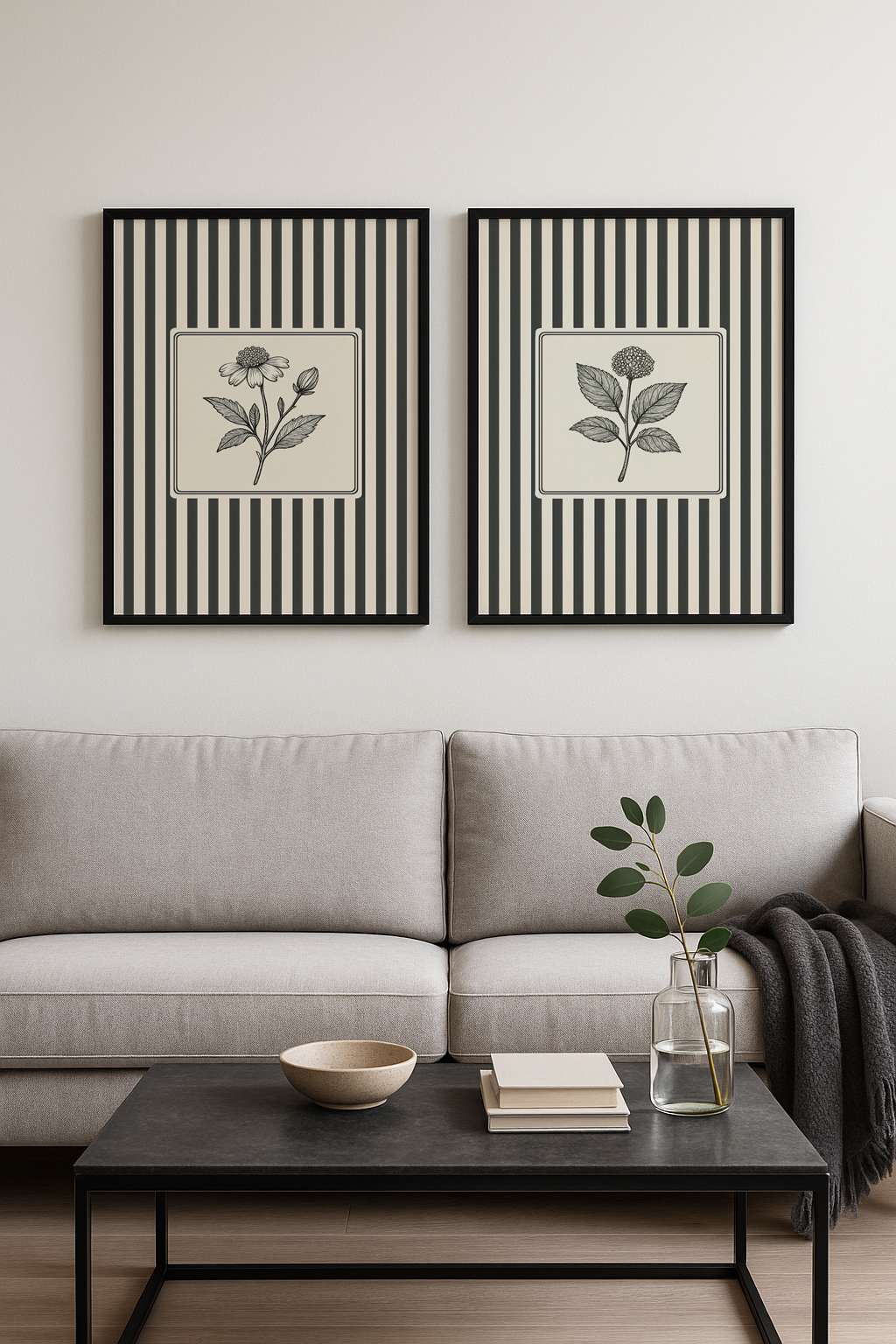 Conjunto de 2 Quadros Decorativos MDF Emoldurados 35x50cm - Madeira Maciça Multicolor