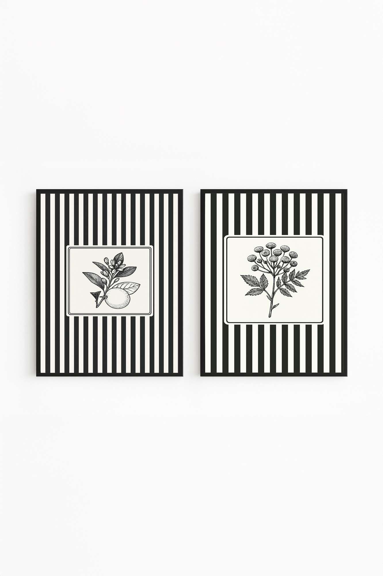 Conjunto de 2 Quadros Decorativos MDF Emoldurados 30x40cm - Multicolor com Moldura de Madeira Maciça