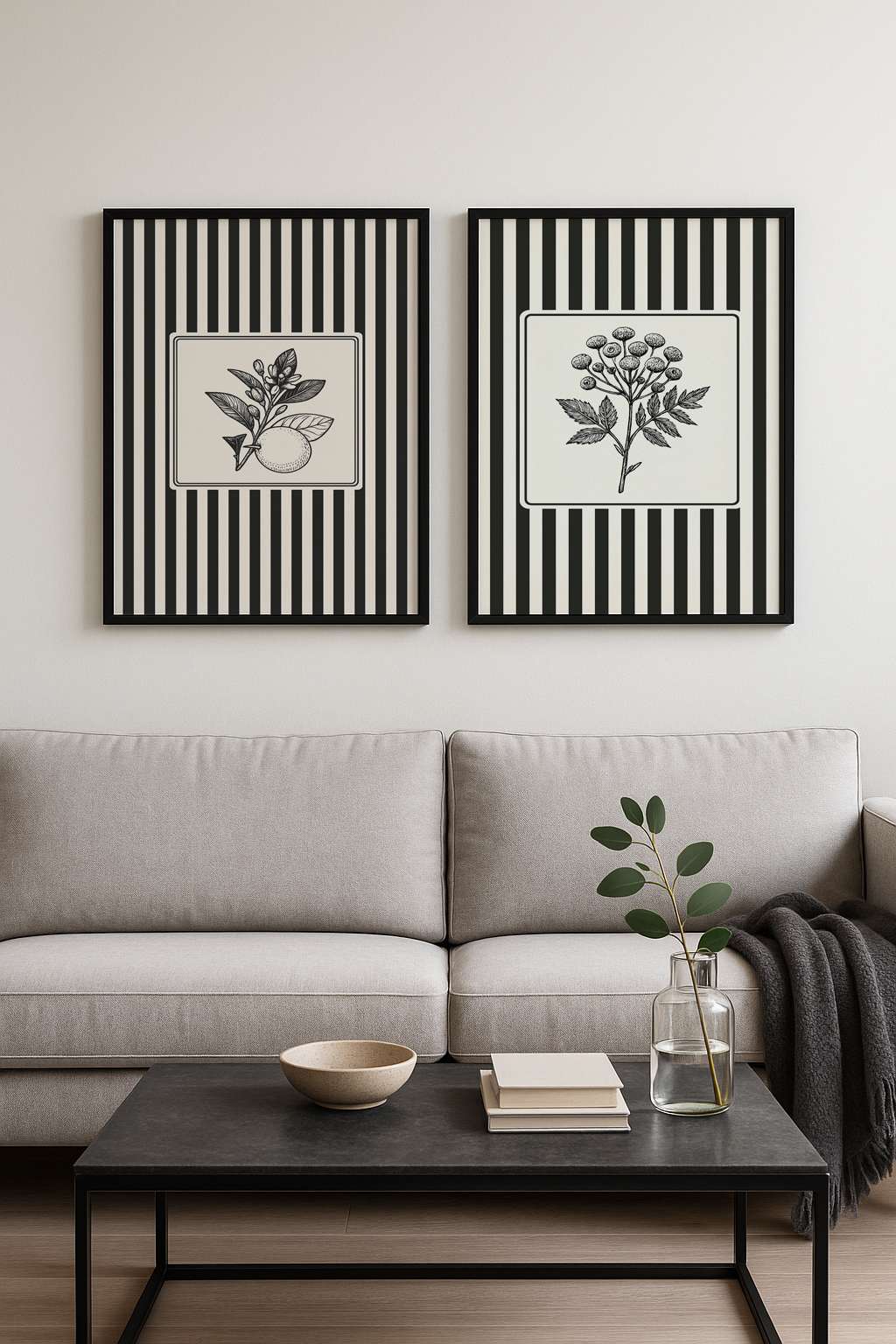 Conjunto de 2 Quadros Decorativos MDF Emoldurados 50x70cm - Multicolor com Moldura de Madeira Maciça