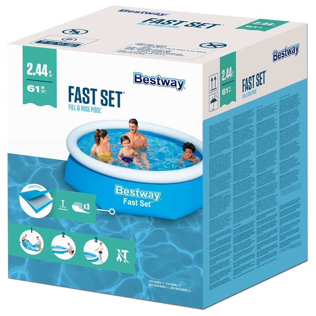 Bestway Piscina insuflável redonda Fast Set 244x61 cm 57265