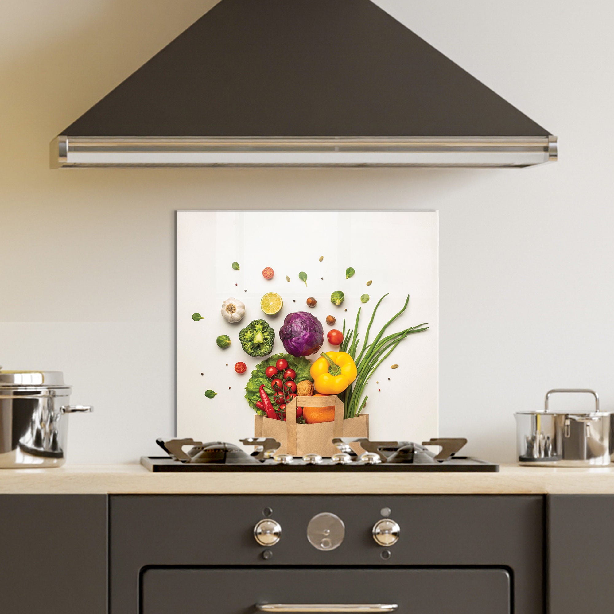 Arte Decorativa em Vidro Temperado Multicolor 60x60cm - Pintura Moderna para Parede