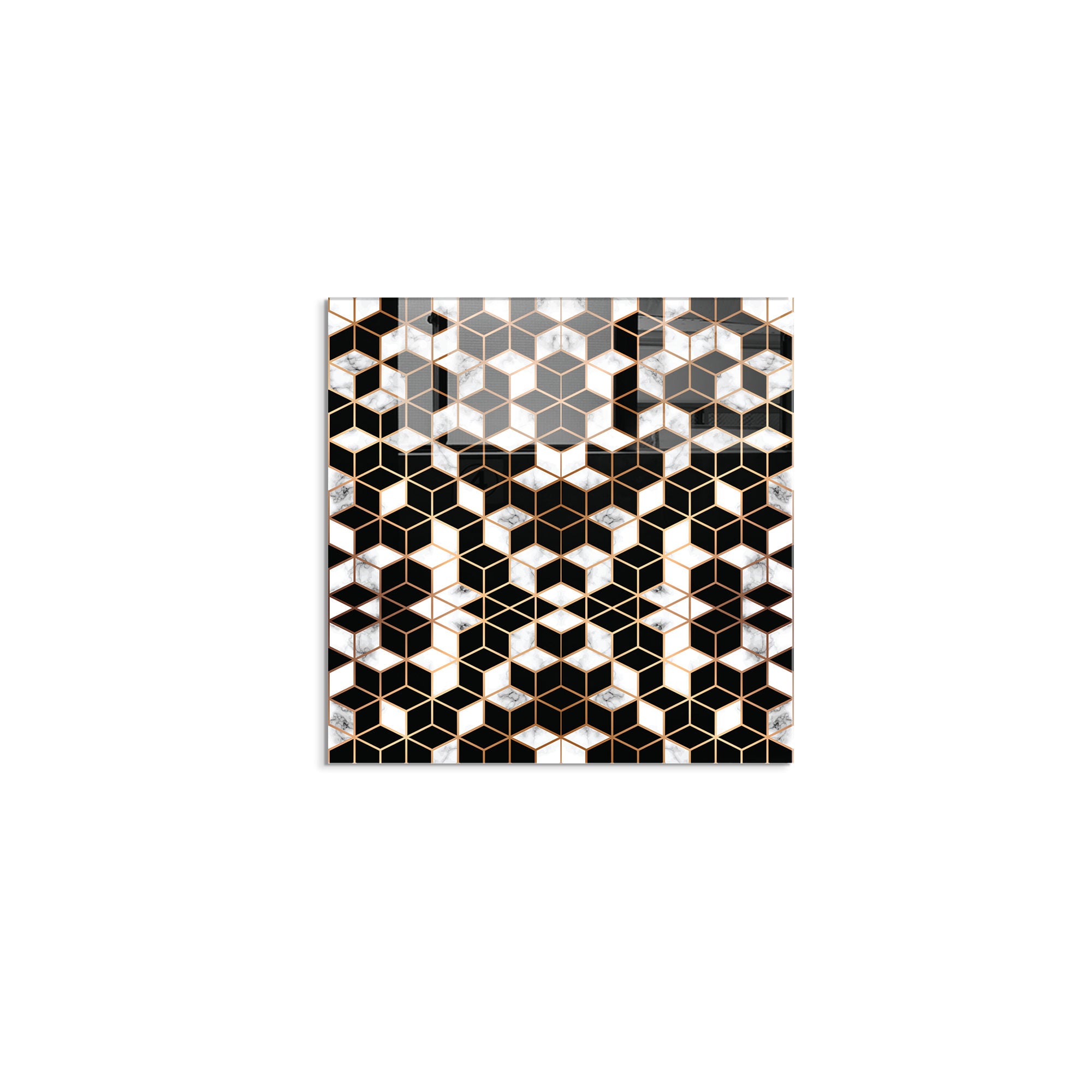 Arte Decorativa em Vidro Temperado Multicolor 60x60cm - Pintura Moderna para Parede