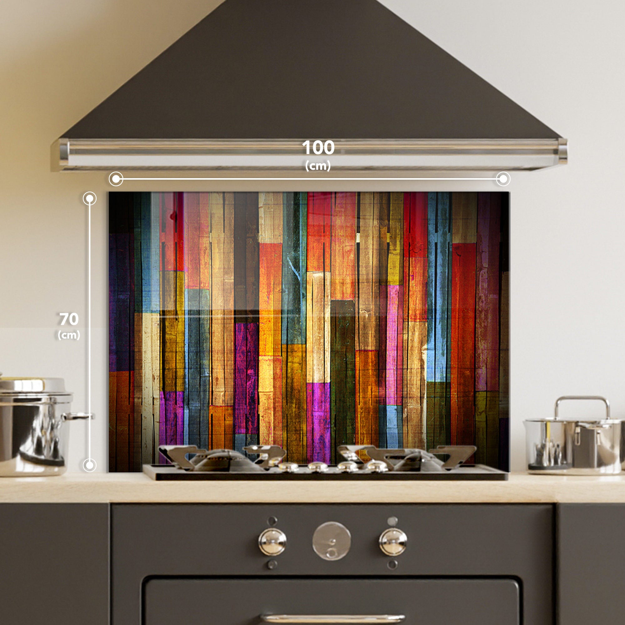 Arte Decorativa em Vidro Temperado Multicolor 70x100cm - Pintura Moderna de Alta Qualidade