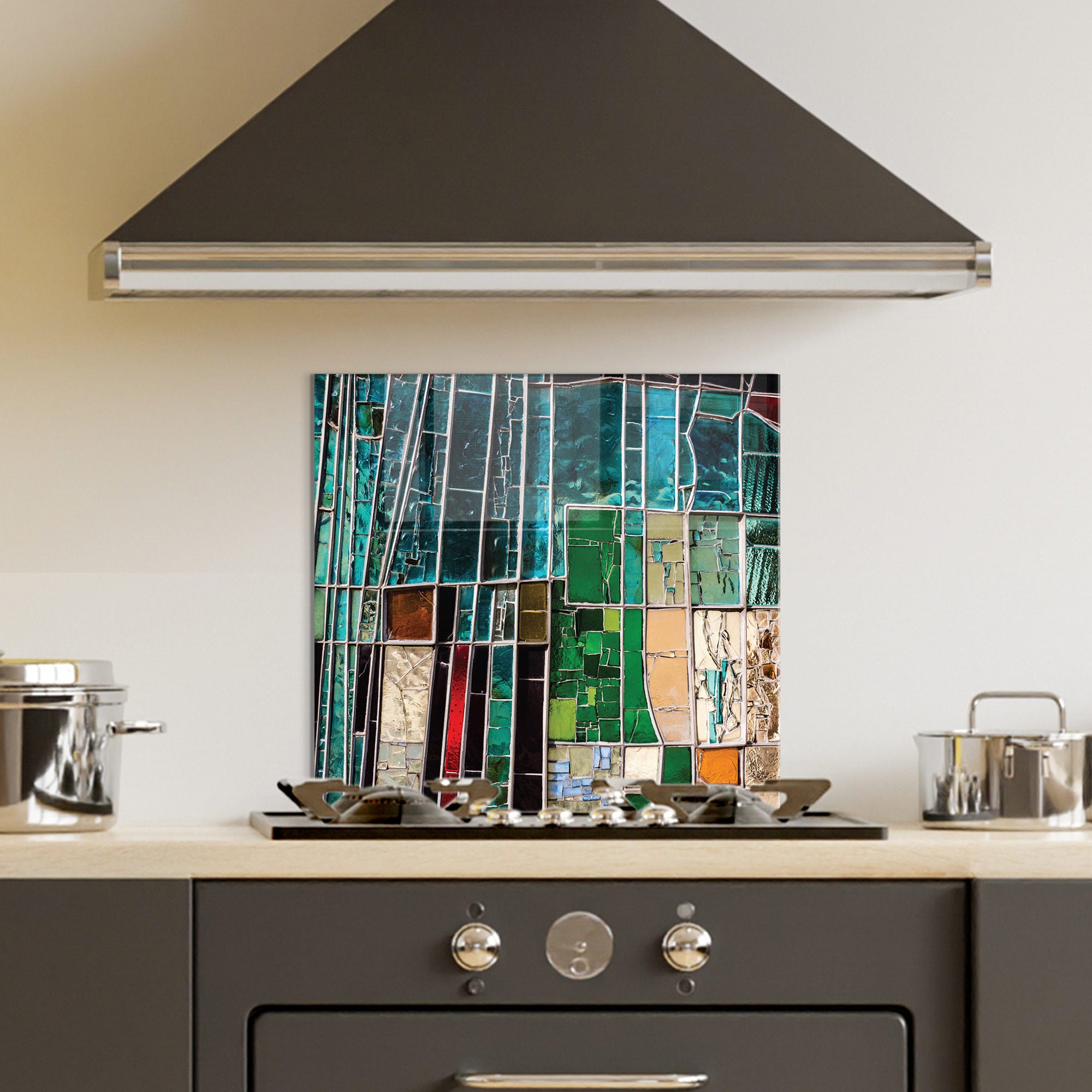 Arte Decorativa em Vidro Temperado Multicolor 60x60cm - Pintura Moderna de Alta Qualidade