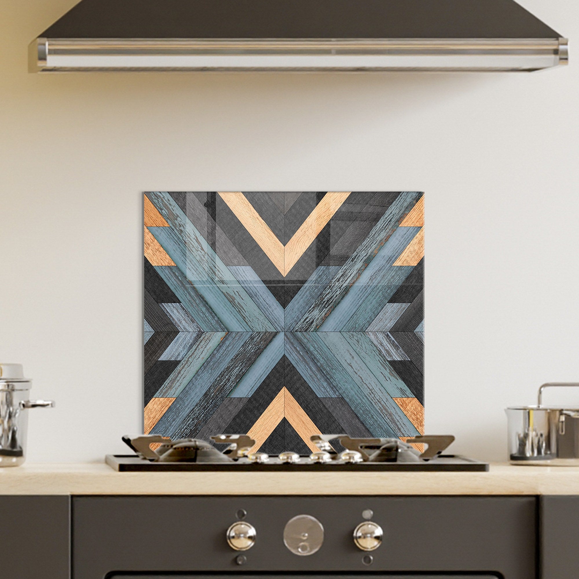 Arte Decorativa em Vidro Temperado Multicolor 60x60cm - Pintura Moderna para Parede