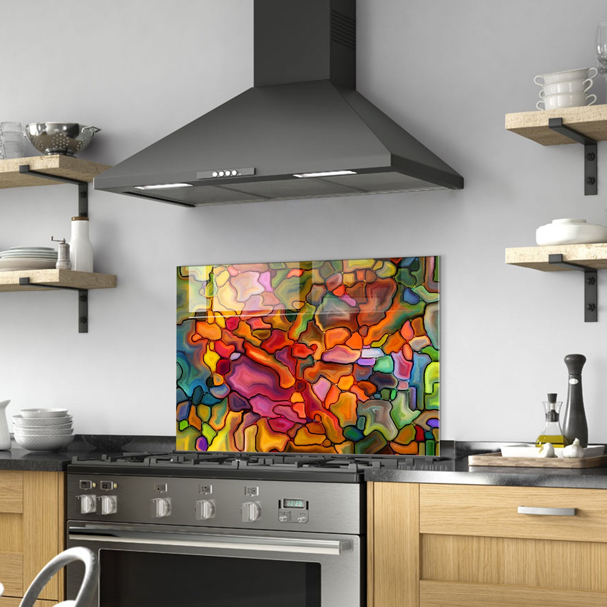 Quadro Decorativo em Vidro Temperado Multicolor 50x70cm - Arte Moderna para Decoração de Interiores