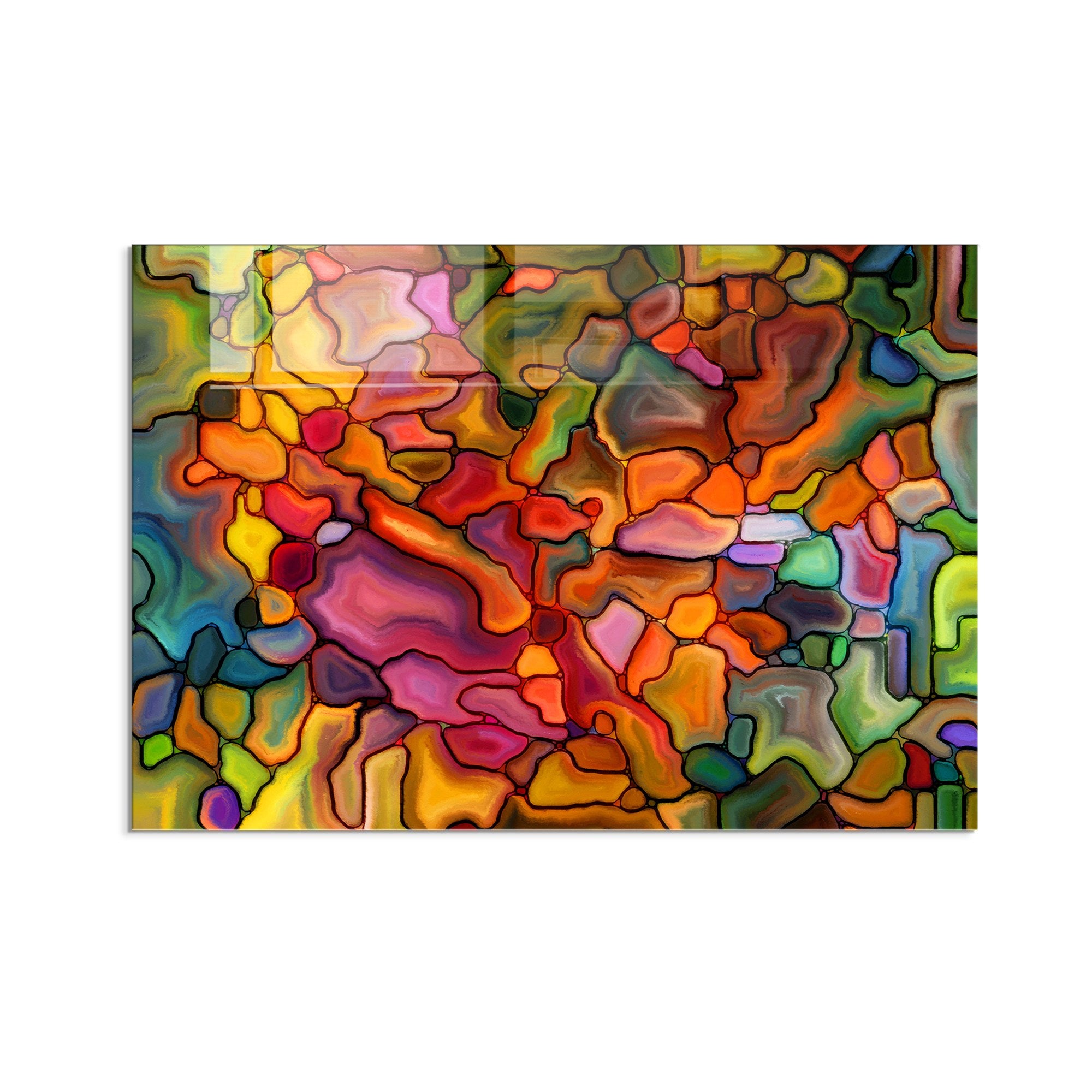 Quadro Decorativo em Vidro Temperado Multicolor 50x70cm - Arte Moderna para Decoração de Interiores