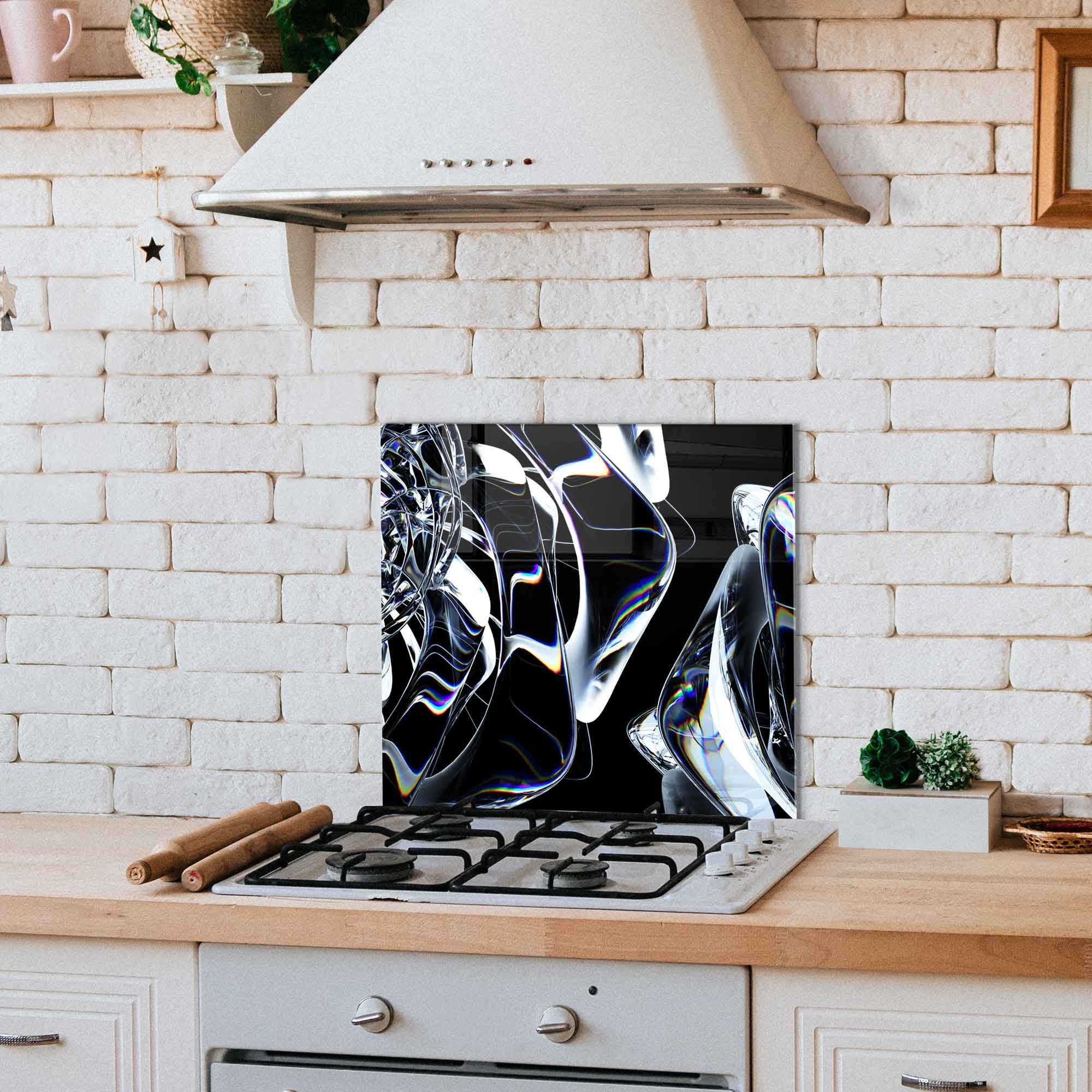 Arte Decorativa em Vidro Temperado Multicolor 60x60cm - Pintura Moderna de Alta Qualidade