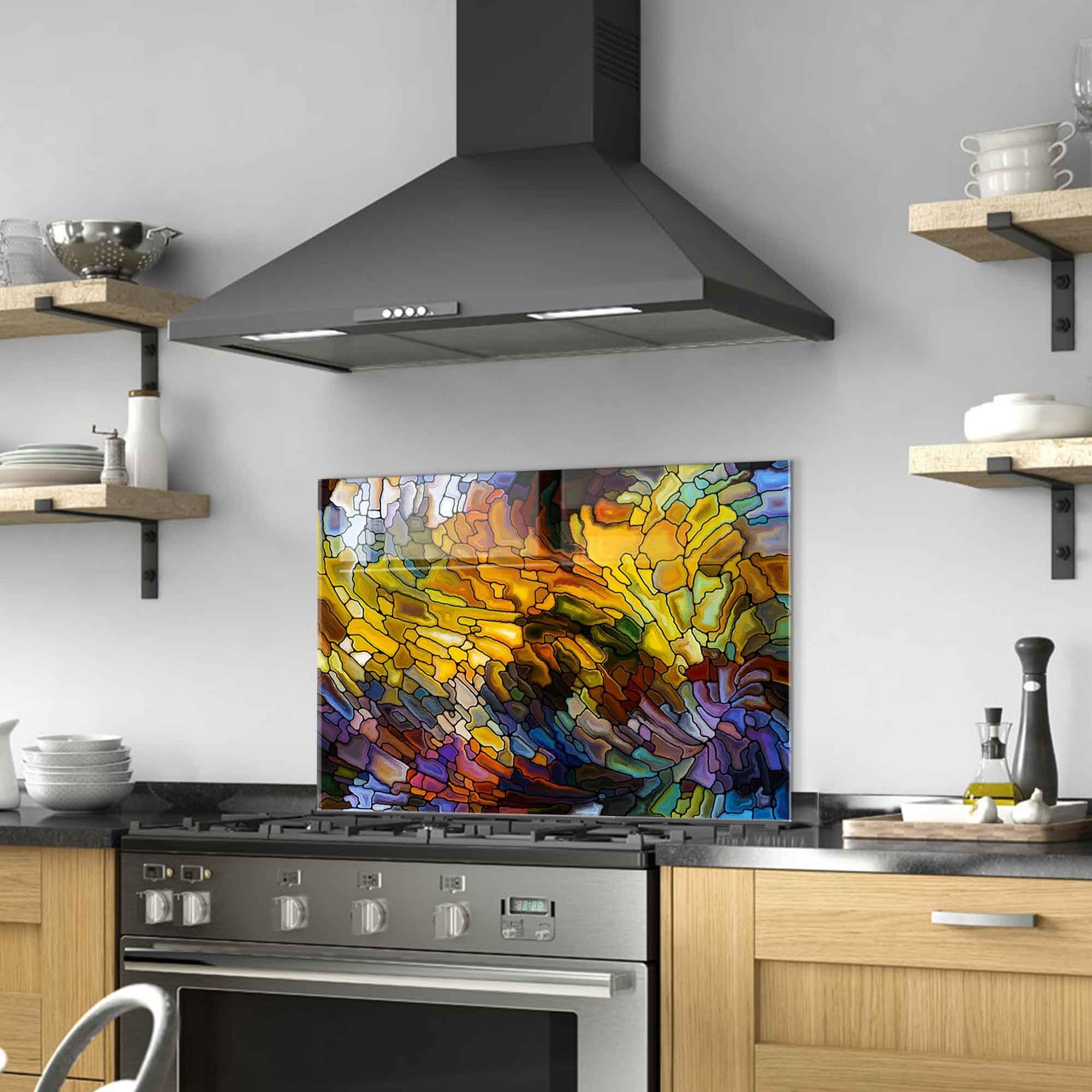 Quadro Decorativo em Vidro Temperado Multicolor 50x70cm - Arte Moderna para Decoração de Interiores