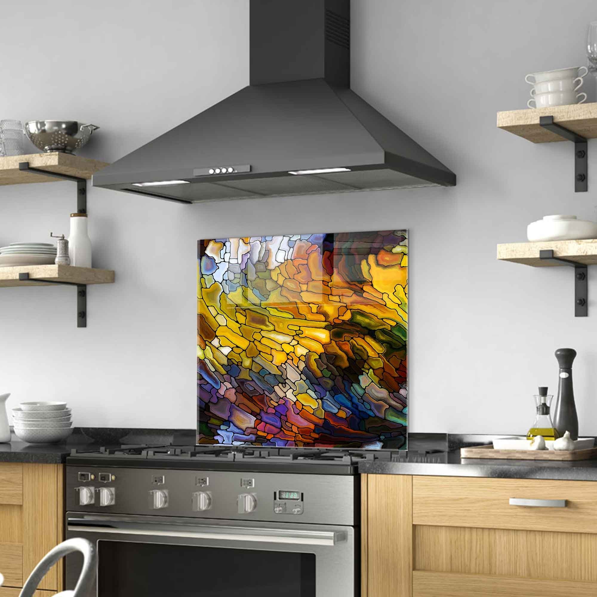 Arte em Vidro Temperado Multicolor 60x60cm - Pintura Decorativa Resistente e Elegante