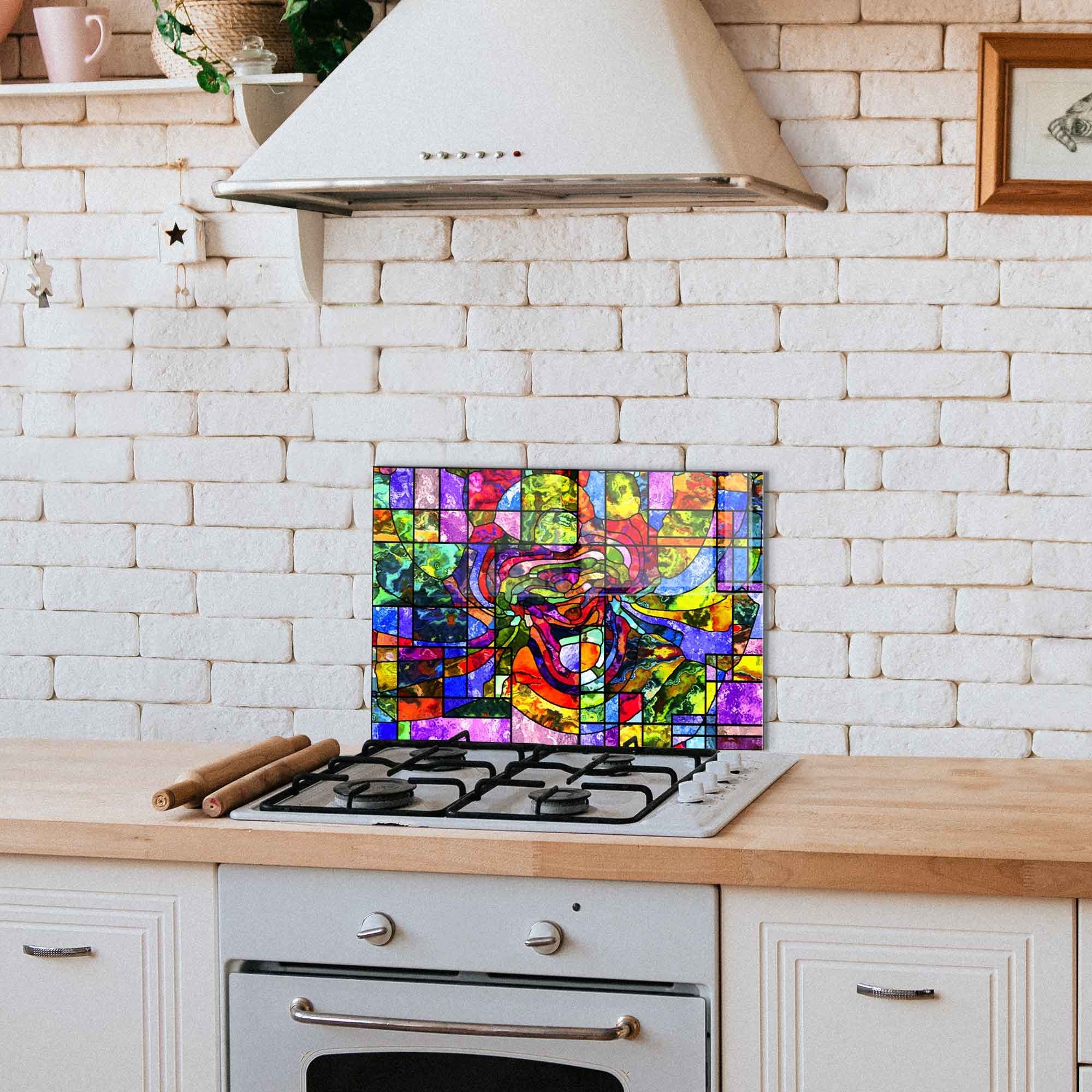 Quadro Decorativo em Vidro Temperado Multicolor 50x70cm - Arte Moderna para Decoração de Interiores