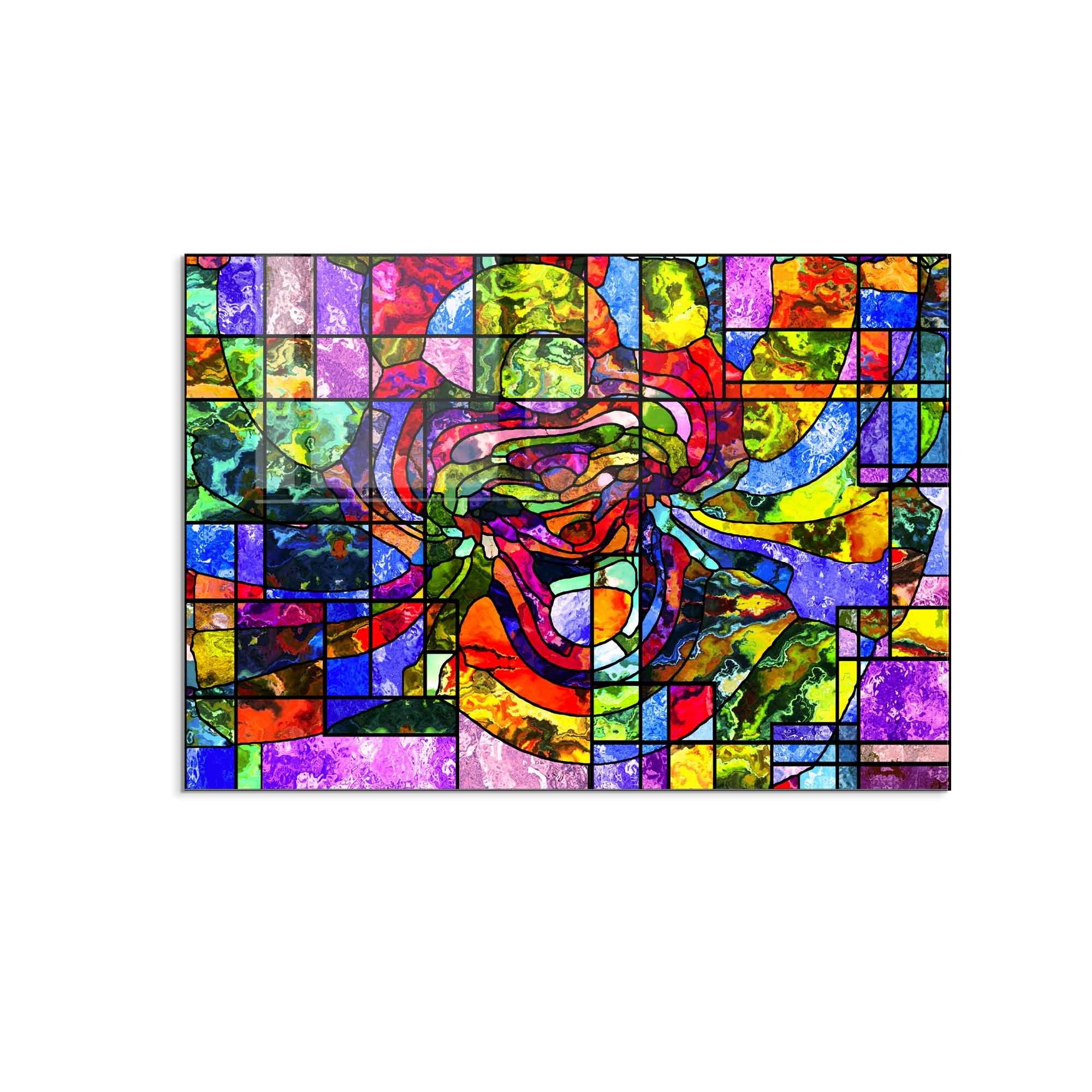 Quadro Decorativo em Vidro Temperado Multicolor 50x70cm - Arte Moderna para Decoração de Interiores