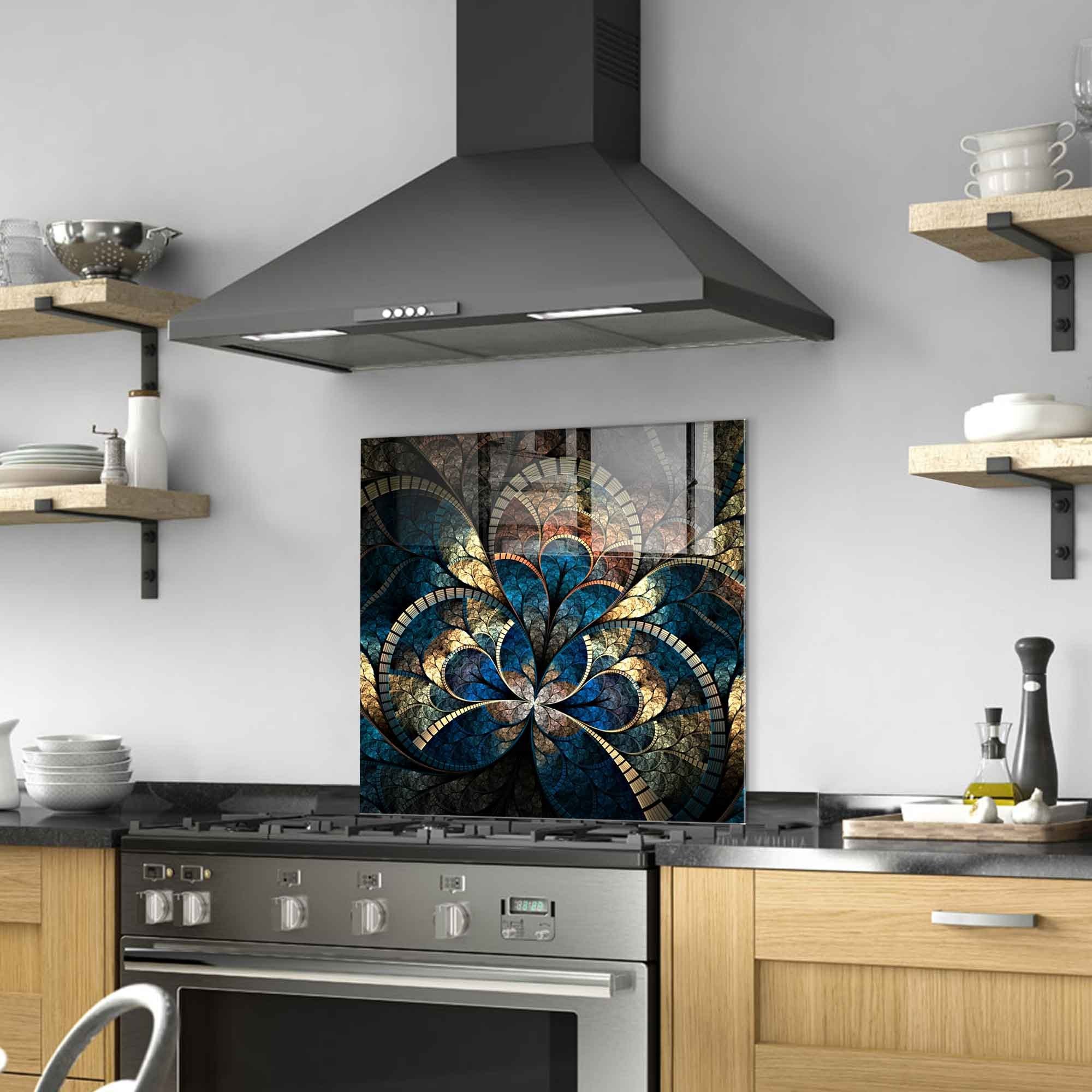 Arte Decorativa em Vidro Temperado Multicolor 60x60cm - Pintura Moderna para Parede