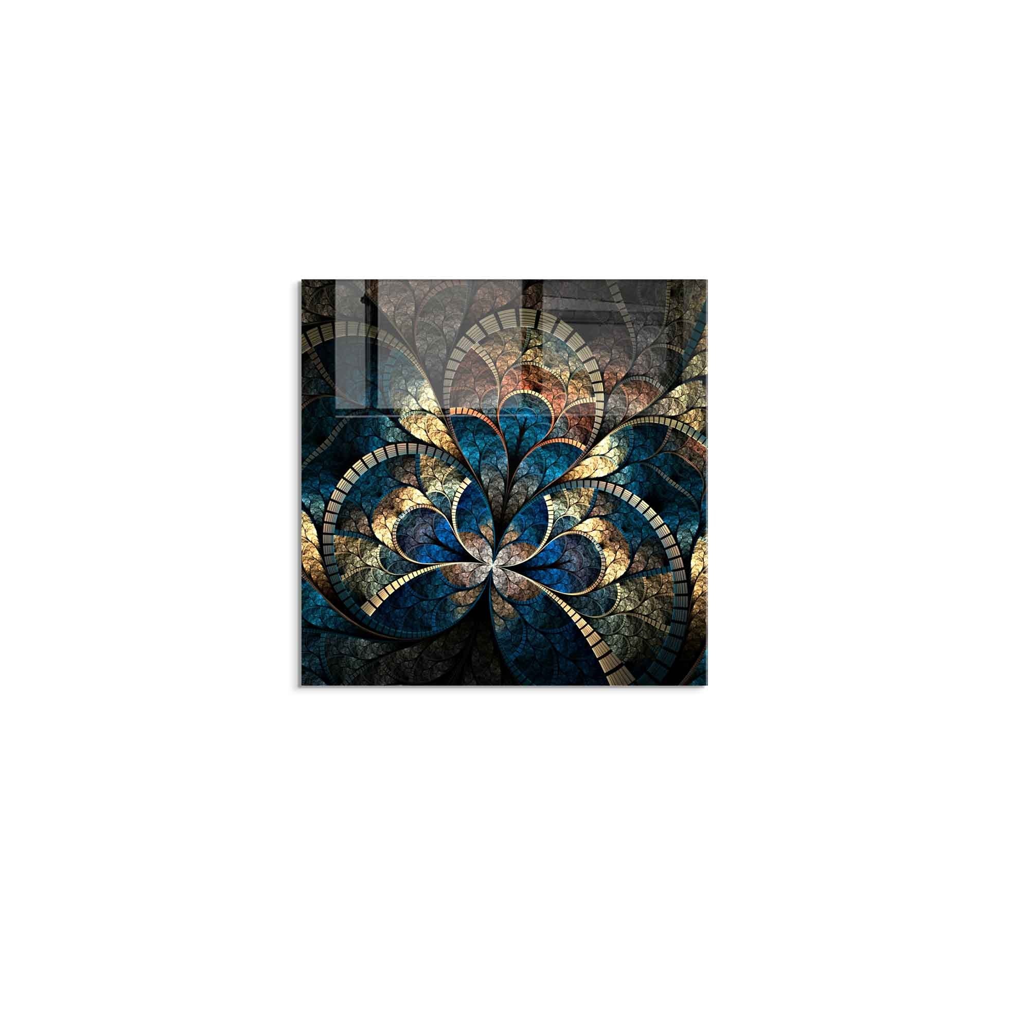 Arte Decorativa em Vidro Temperado Multicolor 60x60cm - Pintura Moderna para Parede