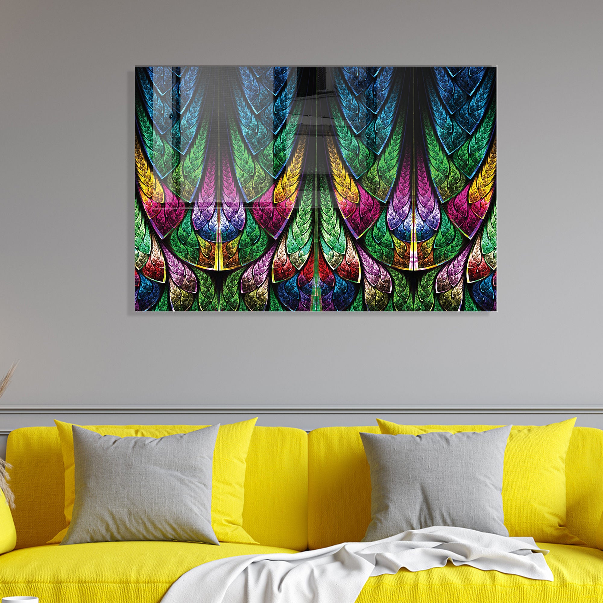 Quadro Decorativo em Vidro Temperado Multicolor 30x45cm - Arte Moderna para Decoração de Interiores