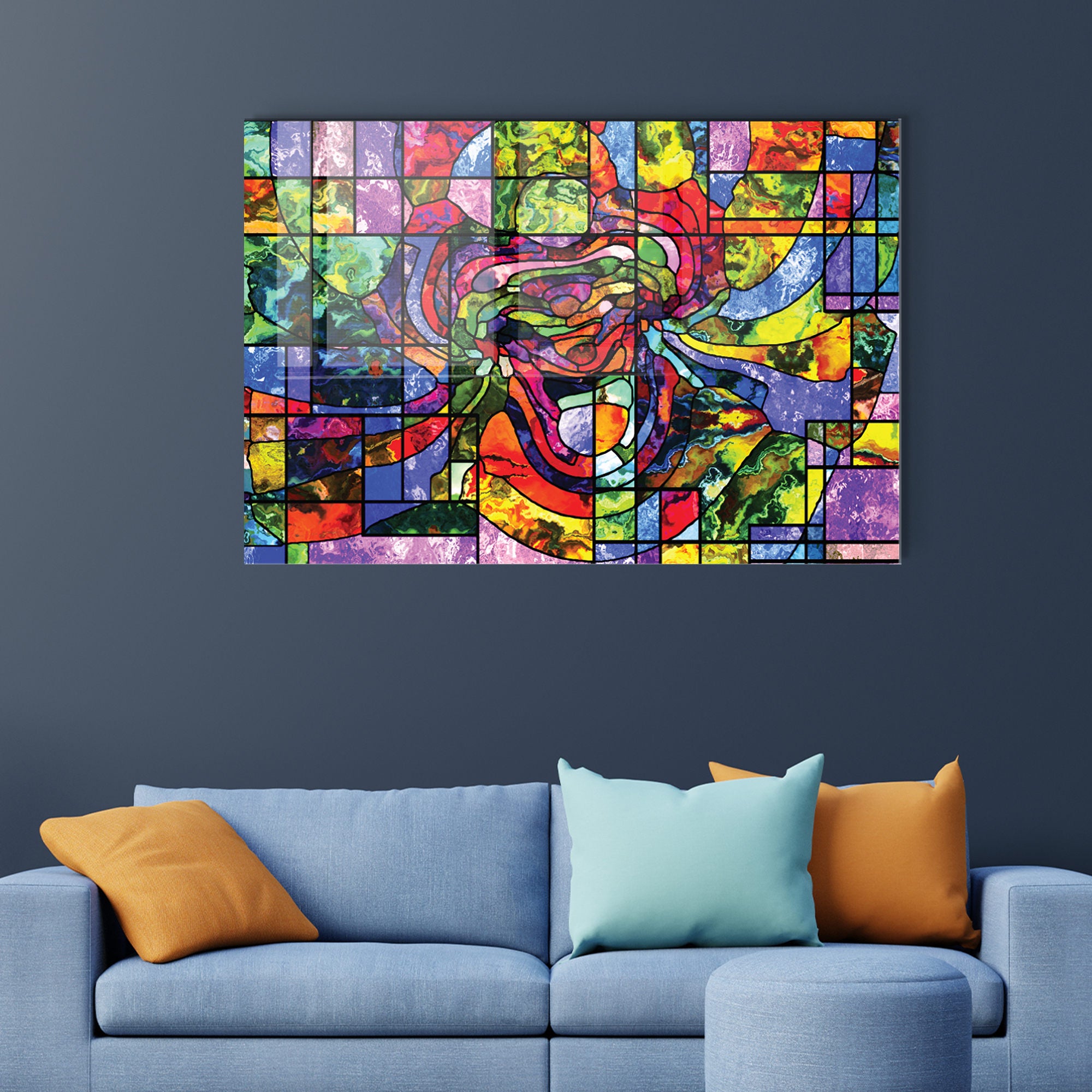 Quadro Decorativo em Vidro Temperado Multicolor 45x65cm - Arte Moderna para Transformar o Seu Espaço