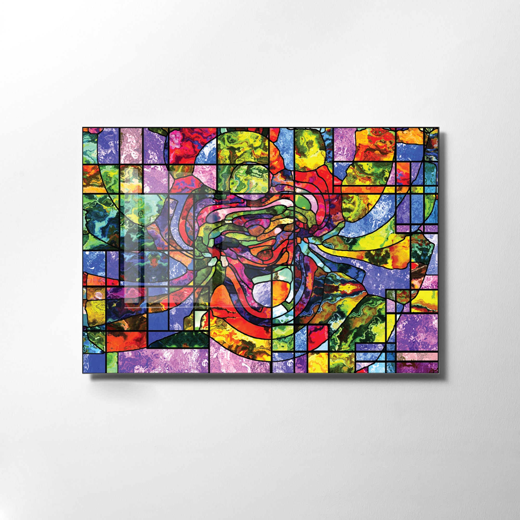 Quadro Decorativo em Vidro Temperado Multicolor 30x45cm - Arte Moderna para Decoração de Interiores