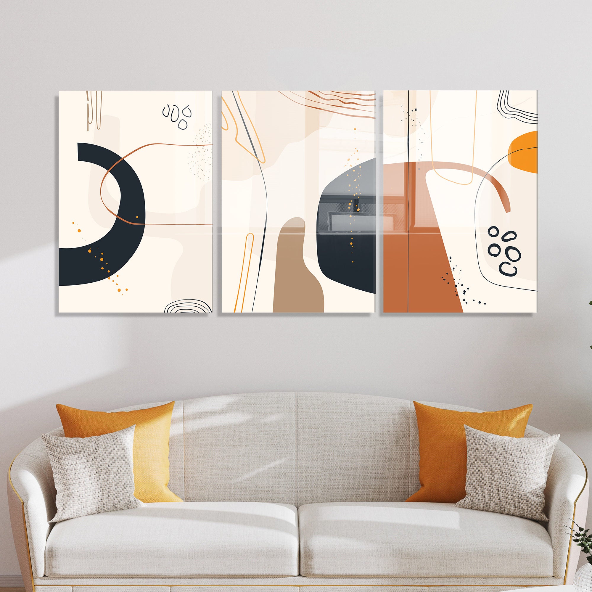 Conjunto de 3 Quadros Decorativos em Vidro Temperado Multicolor - 70x100cm - Arte Moderna para Transformar o Seu Espaço