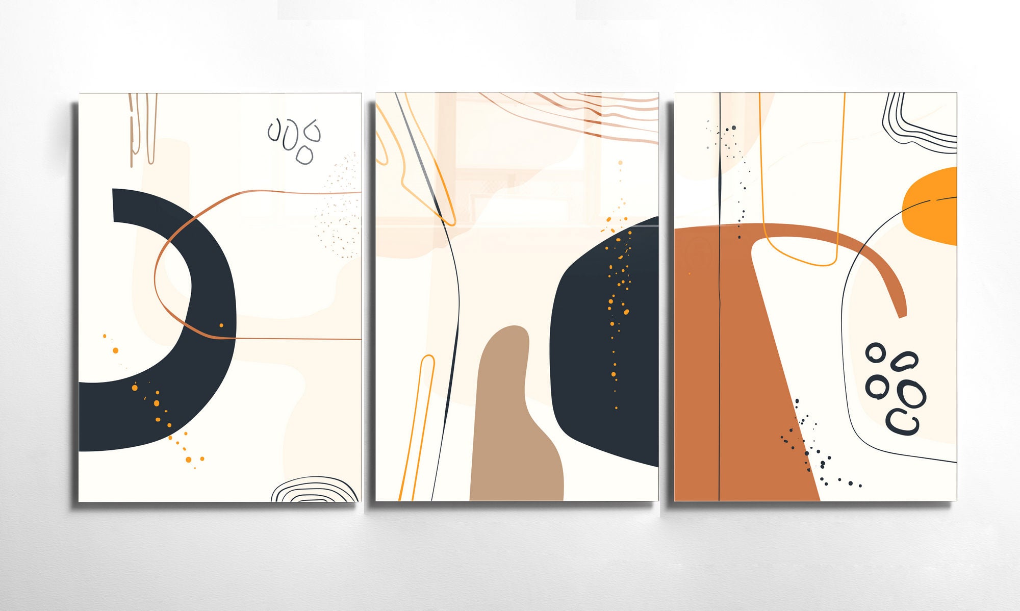 Conjunto de 3 Quadros Decorativos em Vidro Temperado Multicolor - 70x100cm - Arte Moderna para Transformar o Seu Espaço