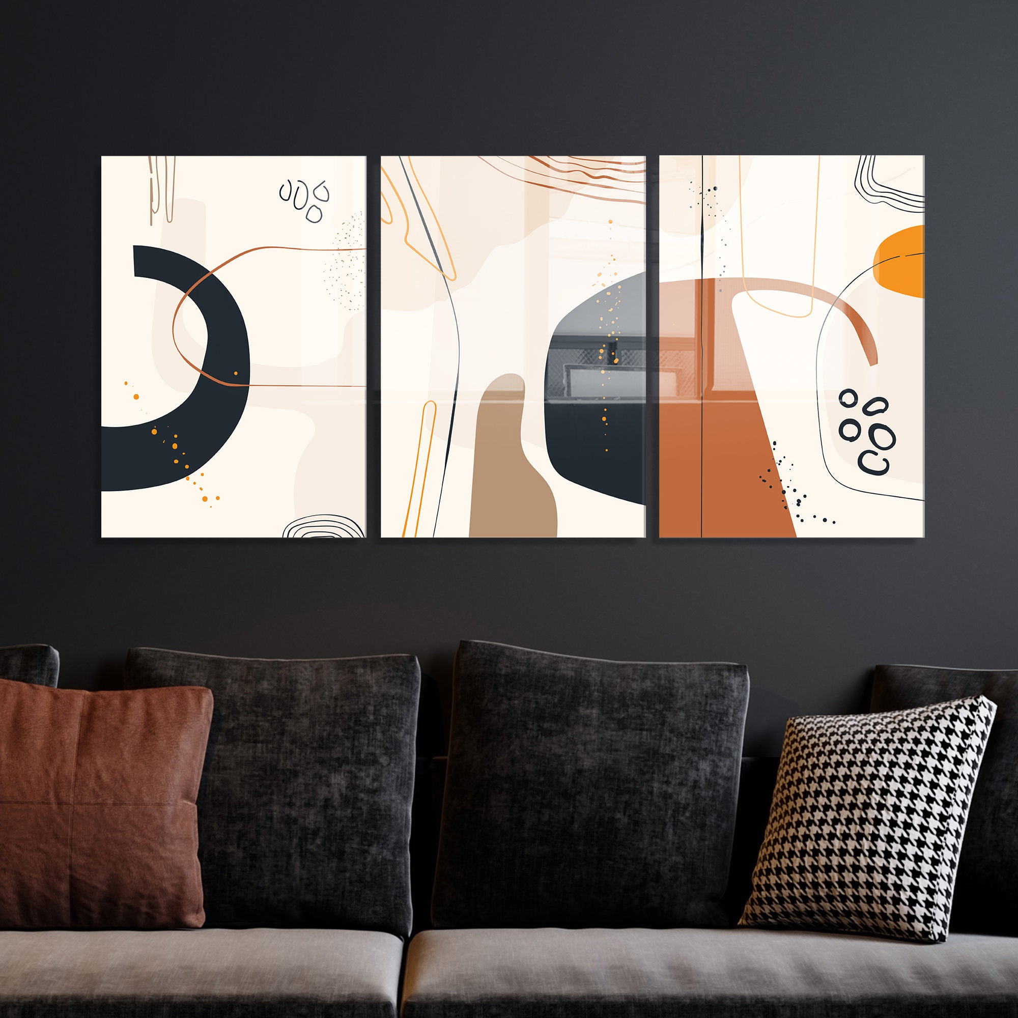 Conjunto de 3 Quadros Decorativos em Vidro Temperado Multicolor - 50x70cm - Arte Moderna para Decoração de Interiores