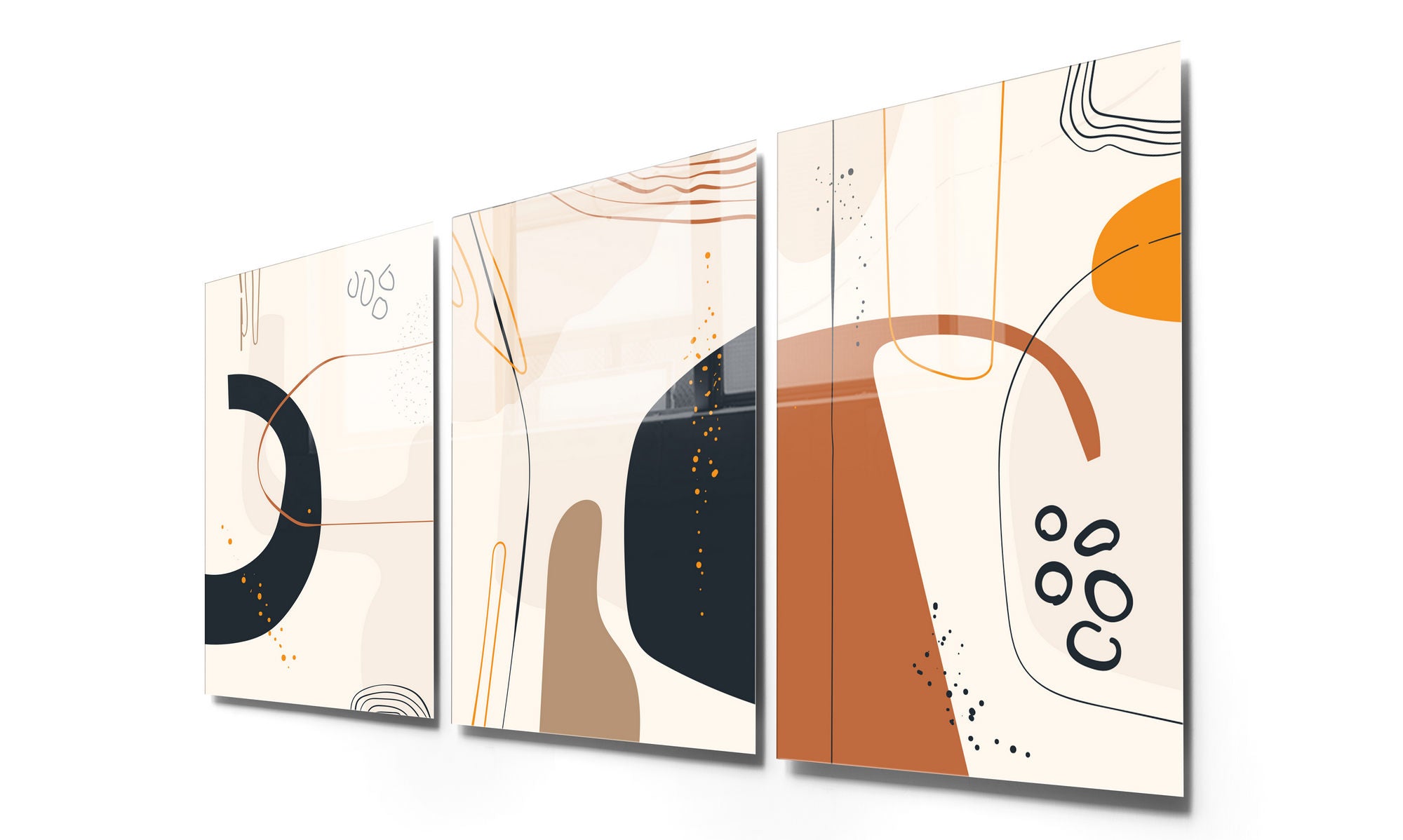 Conjunto de 3 Quadros Decorativos em Vidro Temperado Multicolor - 30x45cm - Arte Moderna para Decoração de Interiores